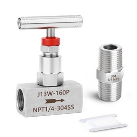 TAISHER 1PCS 304 Stainless Steel High Pressure Straight Needle Valve 3/8" Female NPT For Flow Control Water Gas Oil With Nipple