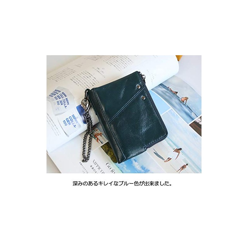 AMgrocery Men's Bi-fold Mini Wallet, Genuine Leather, Prevents Skimming, Menu,