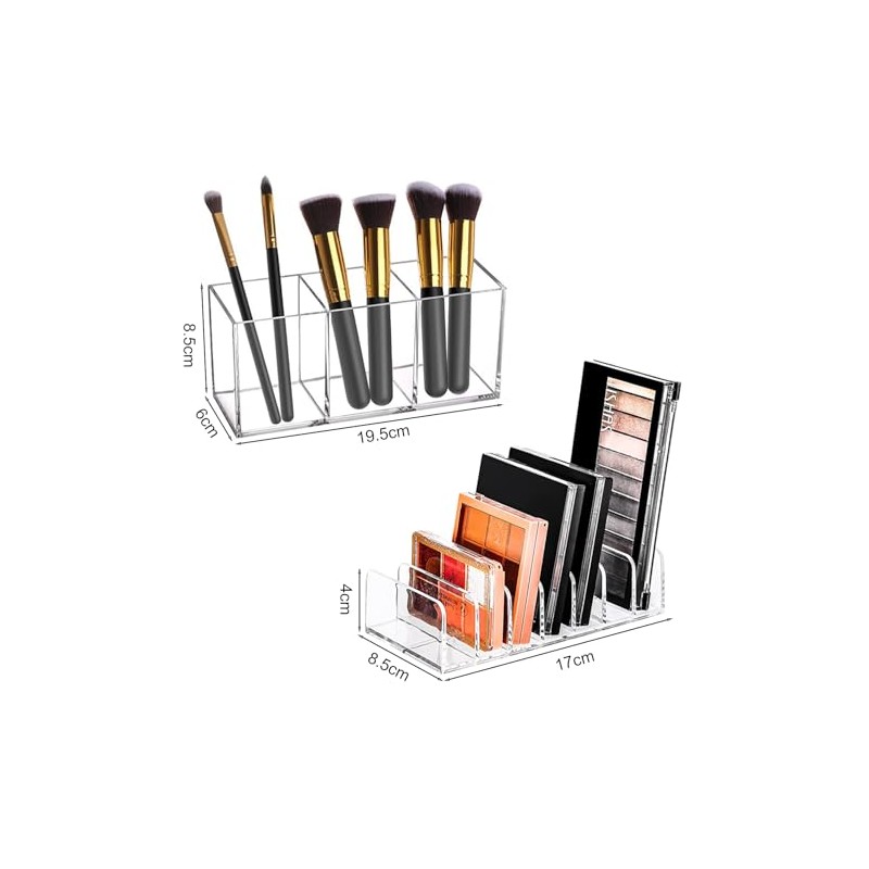 Organizador Brochas y Paletas Maquillaje Transparente Acrílico