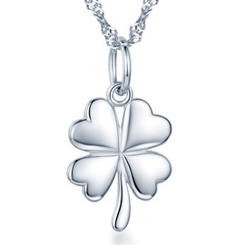 Unendlich U "Love Eternal" Four Leaf Clover Pendant 925 Sterling Silver Men/Women/Couple Necklace Gift for Loved One, Stainless Steel