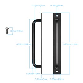 Hejo 2PCS Sliding Barn Door Handles, Durable Aluminium Alloy Sliding Door Pull Handles, Heavy Duty Black Sliding Pull Handles for Shed Door, Balcony Door, Kitchen Cabinet