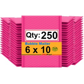 iMBAPrice 250-Pack #0 (6" x 10") Premium Hot Pink Color Self Seal Poly Bubble Mailers Padded Shipping Envelopes (Total 250 Bags)