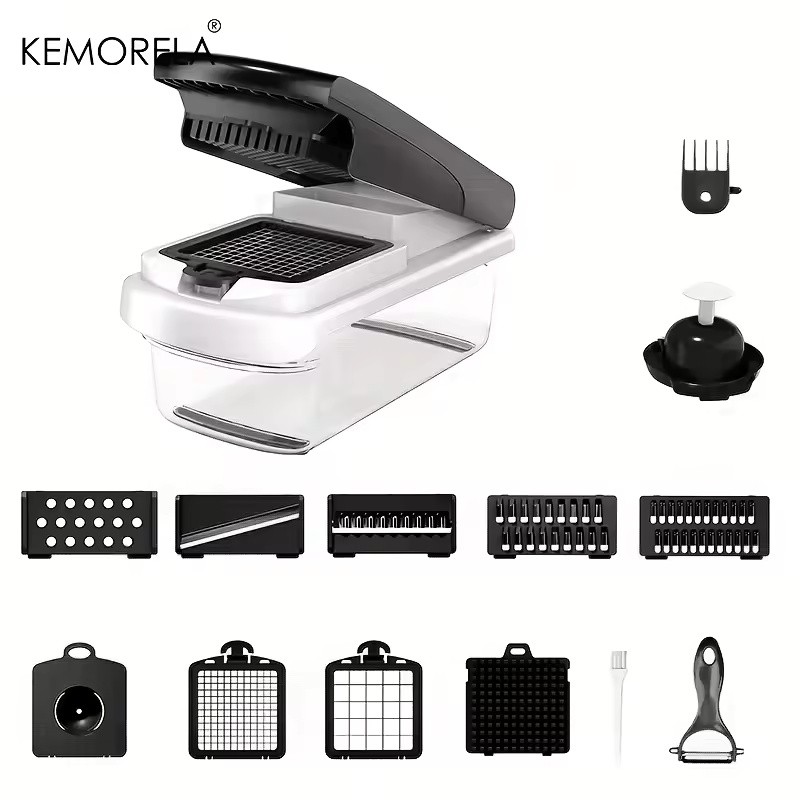 14/15-in-1 Multifunctional Vegetable Chopper with Container and Stainless Steel Blades