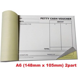 Cherry Petty Cash Voucher Book | A6 Carbonless Duplicate Record Book | 50 Duplicate Sets | Perforated Top Copy for Easy Removal | Small Cash Payment Log | Accounting & Finance Book | **2 Pack**