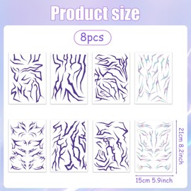 MUNSKT 8PCS Temporary Tattoos for Kids, Cosplay Accessories, Halloween Costumes Cosplay Accessories Fake Tattoos For Girls（Purple）
