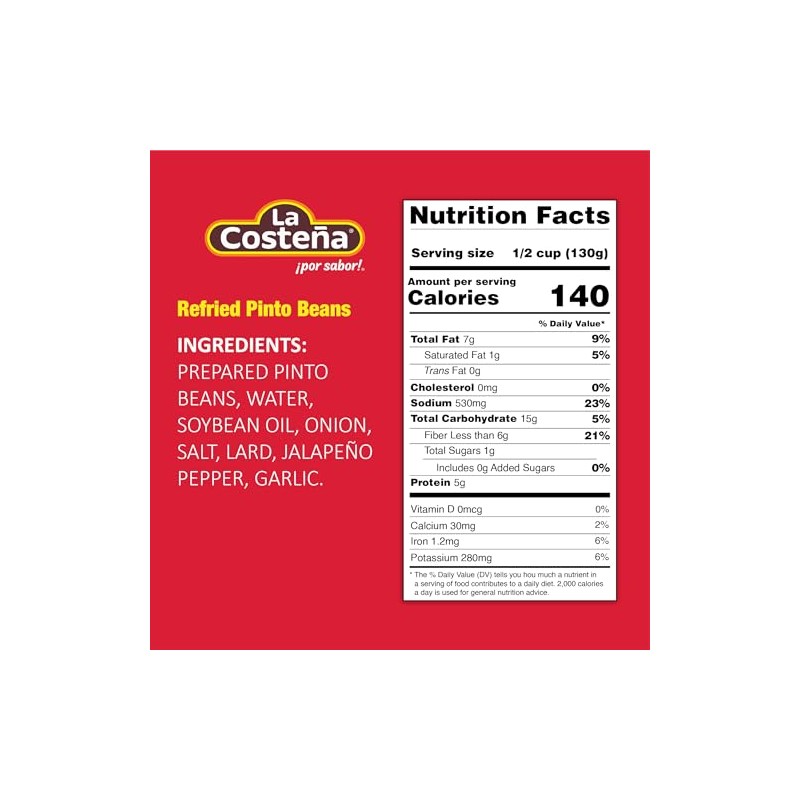 La Costena Refried Pinto Beans 580g (Pack of 3)