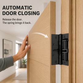 2-Pack 3-in-1 Stainless Steel Self-Closing Spring Door Hinges with 90° Stop
