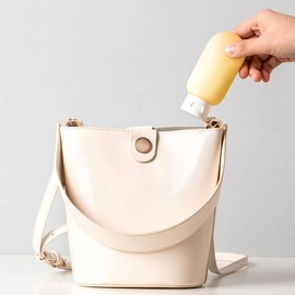 ZALUJMUS Travel Bottle Leakproof Refillable 60ml with Label and Clear Carry Bag for Liquid Shampoo Soap and Toiletries Multicolor 4 Pack Yellow Blue Red Pink 36, Yellow, blue, red, pink