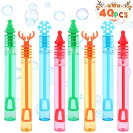 CCINEE 40 Pack Christmas Mini Bubble Wands Bulk for Kids,Christmas Party Favors Cute Snowflake Santa Hat Bubble Toys for Xmas Themed Party Goodie Bag Stuffers Home Gathering Classroom Prizes