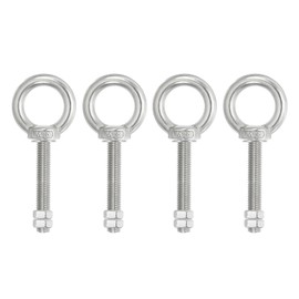 PATIKIL Lifting Shoulder Eye Bolts, 4 Pack M10x70 Screw Bolt 304 Stainless Steel Eye Bolts Threaded Screw Eyebolt Shoulder Ring with Double Nuts Fixed for Lifting Hanging