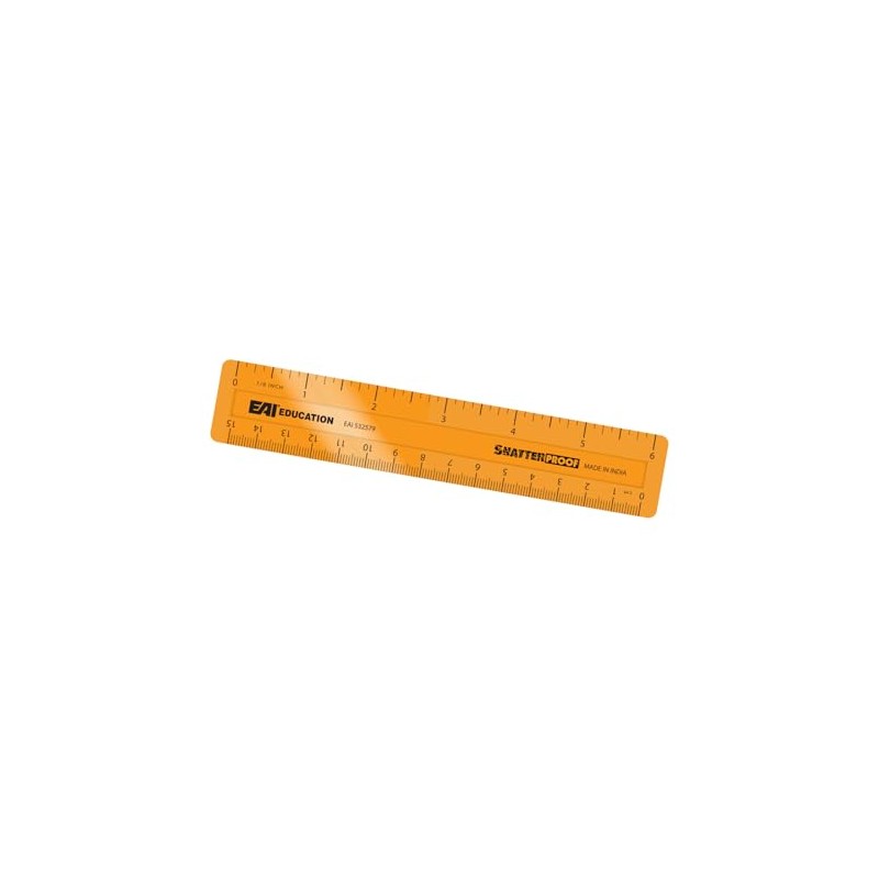 EAI Education 6" ShatterProof 1/8" Ruler: Orange - Set of