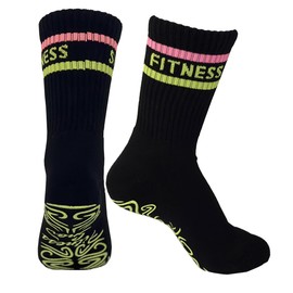 Fitness Snob Premium Womens Neon Striped Grip Socks for Pilates, Barre, & Yoga, Socks With Grips for Women, Cushioned Support, Medium/Large Size