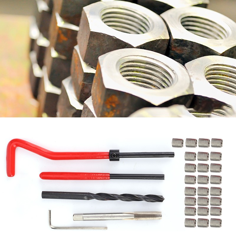 30Pcs Thread Repair Kit Stainless Steel Twisted Drill Wrench Threaded
