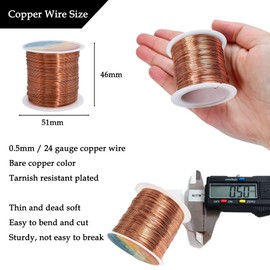 328 Feet Tarnish Resistant Copper Wires 24 Gauge/0.5mm Jewelry Craft Wires Beading Wire for Jewelry Making, Wire Wrapping and Crafting(Copper)