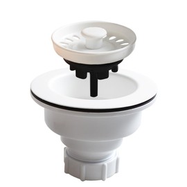 Talea Sink Strainer for 3.5 Inch Drain Openings,Sink Basket Strainer and Stopper Drain Assembly White XK247C108