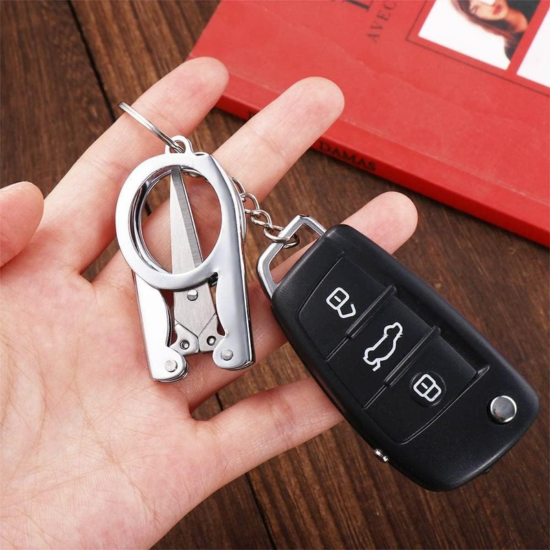 Silver Stainless Steel Folding Scissors Portable Mini Pocket Travel Scissors