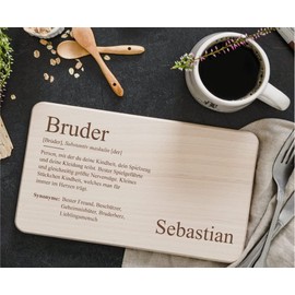 Personalisiertes Frühstücksbrettchen für den Bruder | Vesperbrett Definition Lexikon Bruder | Brettchen 26 x 15 cm