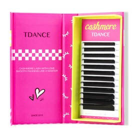 TDANCE Cashmere Lash Extensions Super Matte Black Volume Lash Extension C CC D DD B J L Curl 0.03-0.2mm Thickness Classic Lash Extensions Eyelash Extensions Professional Salon Use(0.15-LD,8-15mm)