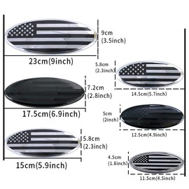 HIBEYO Universal Car American Flag Front Grill Tailgate Emblem Fits Ford Oval Boat Badge Emblem Sticker Name Plate 12.5 cm Silver