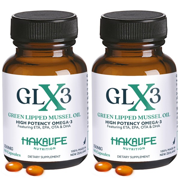 GLX3 Extra Strength Green Lipped Mussel Oil Capsules - Long-Lasting Joint Comfort Supplement - Support for Aches, Soreness - Naturally Rich in Omega 3 & Chondroitin Sulfate 120 Easy-Swallow Capsules
