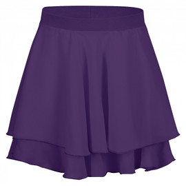 tanzmuster Children's Ballet skirt "Elli” with elastic waist in cotton Airy Elastic Dance Ballet TUTU 2 Layers Chiffon, choice of colours, purple, 152/158