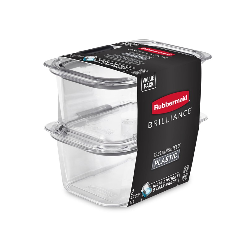 Rubbermaid Brilliance BPA-Free Food Storage Containers, Medium Deep, 4.7 Cup,
