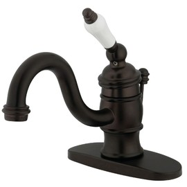Kingston Brass KB3405PL Victorian 4-Inch Centerset Lavatory Faucet, Oil Rubbed Bronze with Porcelain Lever Handle