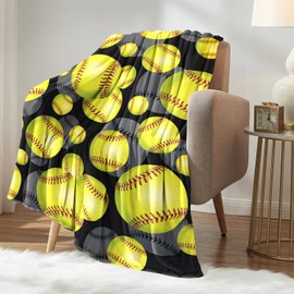 Rnmkertio Softball Blanket Gifts for Girls Sport Softball Throw Blanket for Bedding Bedroom Decor Accessories Stuff 60"x50"