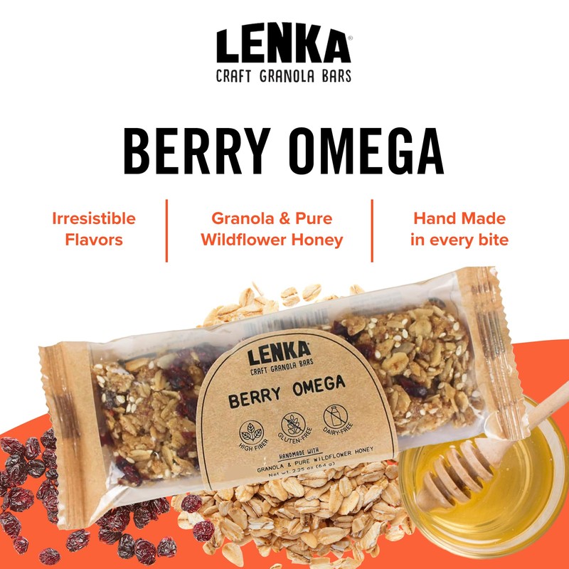 Lenka Bars - Berry Omega Snack Bars, Gluten Free, High