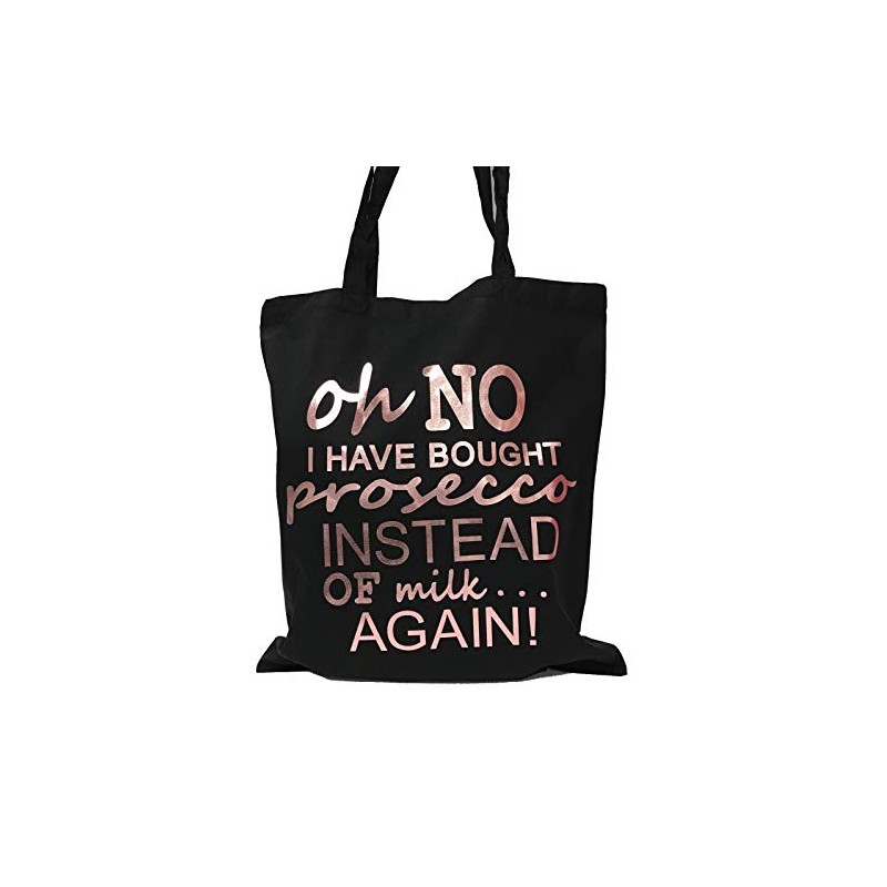 Oh No I Have Bought Prosecco Shopping Bag (Black/Metallic Rose