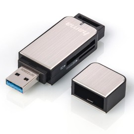 Hama USB 3.0 Kartenleser mit Aluminiumgehäuse (SD, SDHC, SDXC, microSD/microSDHC/microSDXC, Kartenlesegerät) silber