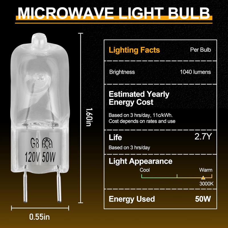 KAZFFD 6912A40002J G8 120V 50W Microwave Halogen Light Bulb for