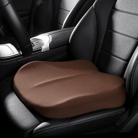 Adult Booster Car Seat Cushion, Wedge Memory Foam Pad for Driving Seat, Effectively Increase Height by 3.94 inch, Car Travel Accessories for Long Trips, (Coffee)