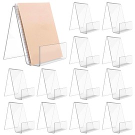 Acrylic Bookend, Pack of 12 Acrylic Book Stands, Clear Acrylic Book Holder, Acrylic Book Stand, Clear Acrylic Book Stand for Desk, Picture Books, Music Sheets (75 x 90 x 105 mm)