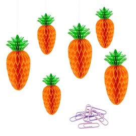 RYAN Pack of 6 Carrots Easter Tags Made of Tissue Paper Easter Carrots Decoration Reusable Easter Eggs for Hanging Coloured Easter Eggs Papier Mache for Indoor and Outdoor Decoration Spring