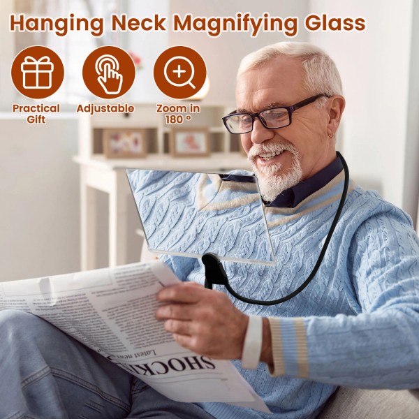 Unbranded Hands Free Magnifying Glass Adjustable Neck Wear Magnifier Large