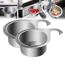 2Pack Stainless Steel Swan Sink Strainer Basket, Swan Drain Basket for Kitchen Sink, Kitchen Sink Swan Drain Strainer Basket Corner, Multifunctional Drain Basket, Kitchen Sink Filter