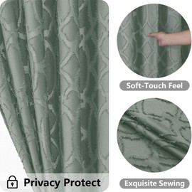 Simplebrand Sage Green Shower Curtains for Bathroom 72x72 Inches, Jacquard Geometric Fabric Shower Curtains, Boho Hotel Spa Luxury Bath Shower Curtain Set, Machine Washable Bathroom Shower Curtain