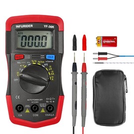 INFURIDER Multimeter Digital Tester Multi Tester, 4000 Count Auto Range, True Rms AC/DC Voltmeter, Ammeter, Resistance, Capacitance, Continuity Tester with Temperature Measurement Probe