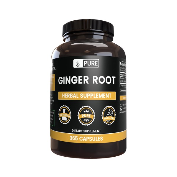 Pure Original Ingredients Ginger Root (365 Capsules) No Magnesium Or Rice Fillers, Always Pure, Lab Verified