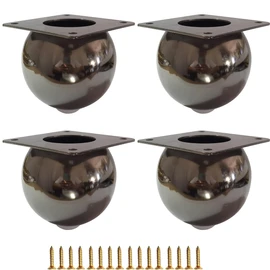 Hyever Black Furniture Legs Round Metal Bun Feet Heavy-Duty Cabinets/Tables/Chairs/Sofa Feet, with Rubber Base Set of 4,Heavy Duty DIY Replacement Couch Legs(Black 1)