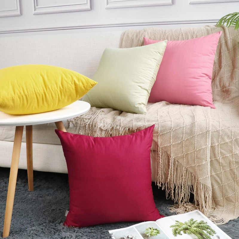 4-Pack Cotton Comfortable Solid Decorative Throw Pillow Case Square Cushion
