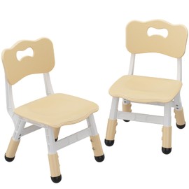GAOMON Kids Chair, 3 Level Height Adjustable Kid Chair, Plastic Toddler Chairs for Children Boys Girls Age 2-6, Suitable for Home Family Classroom Nursery Indoor Use (2 Pack, Natural)