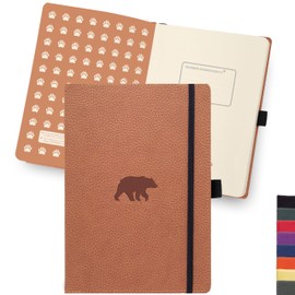 Dingbats* Wildlife Dotted Journal A5 - Vegan Leather Hardcover, Ideal for Work, Travel - Pocket, Elastic Closure, Bookmark