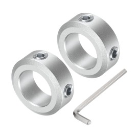 uxcell Set Screw Shaft Collar for 16mm Shaft, 2pcs Clamping Collars 26mm OD, 10mm Thickness, Aluminum Alloy Clamp-On Collar with M6 Set Screws and a Wrench