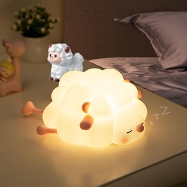 ZVO Nachtlicht Kinder, LED Schaf Nachttischlampe Baby mit 3 Lichtstufen, Kawaii Nachtlamp aus Silikon mit Touch Control für Kinderzimmer Schlaflichter Babyzimmer Deko Geburtstagsgeschenk(Rosa)