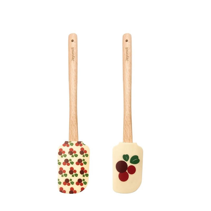 Jayomoli Silicone Kitchen Spatula Set, Wooden Handle Spatula Set for