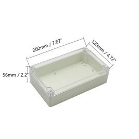 Fielect Junction Box ABS Plastic Dustproof Waterproof IP67 Universal Electrical Project Enclosure with PC Transparent Clear Cover 7.87" x 4.72" x 2.20"