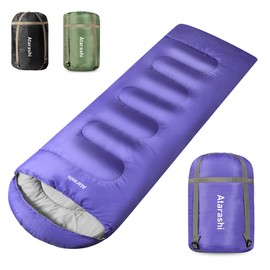 Atarashi Sleeping Bags for Adults, Womens Sleeping Bags for Camping, Hiking and Outdoors, 3-4 Seasons Warm Cold Weather, Lightweight, Portable, Purple Large Size with Compression Sack, 33''X87''