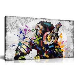 Kepgonegu Large Banksy Canvas Wall Art Graffiti Gorilla Picture for Living Room Bedroom Funny Wall Decor Size 60" W x 30" H